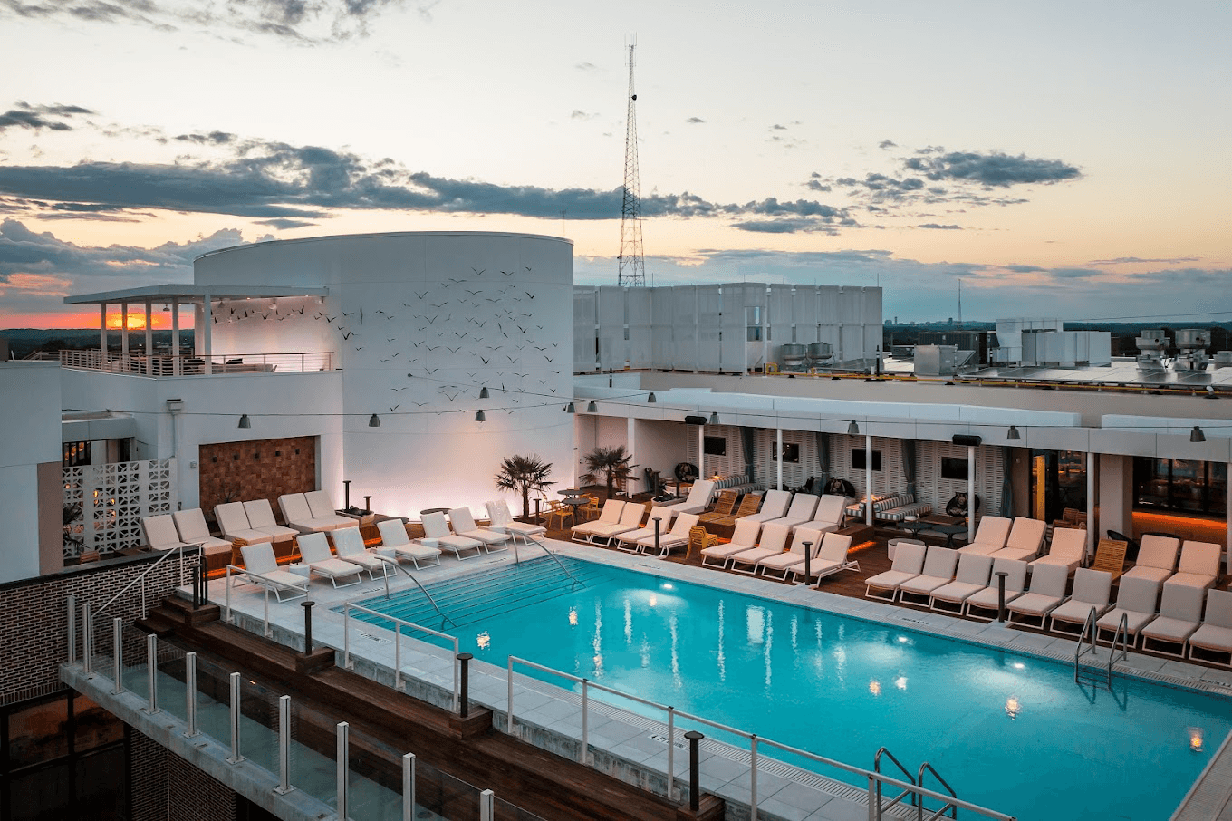 Sunset over the pool at Retreat by TGS